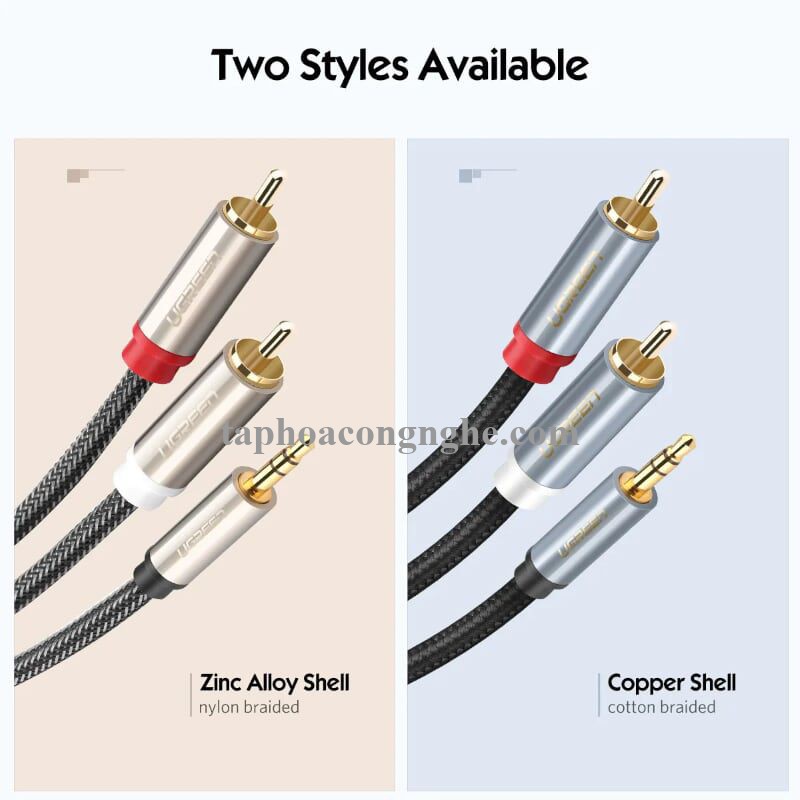 Ugreen 40844 3M màu Đen Cáp âm thanh 2 đầu Bông sen sang 3.5mm Dương đầu bọc nhôm mạ vàng AV135 30040844